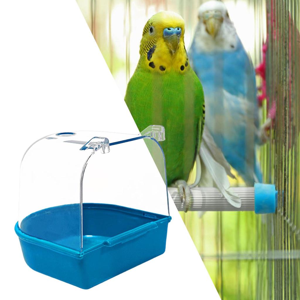 Scatola da bagno per uccelli, vasca sospesa, doccia per pappagalli per animali domestici, facile da pulire, con ganci
