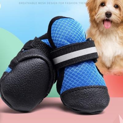 4 Pcs/set Soft Sole Dog Mesh Shoes Breathable Dog Walking Boots Pet Shoe Cover  Outdoor Walking