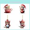 Adorable Acrylic Cat Car Ornament Festive Christmas Hat Design For Car Interior Decoration