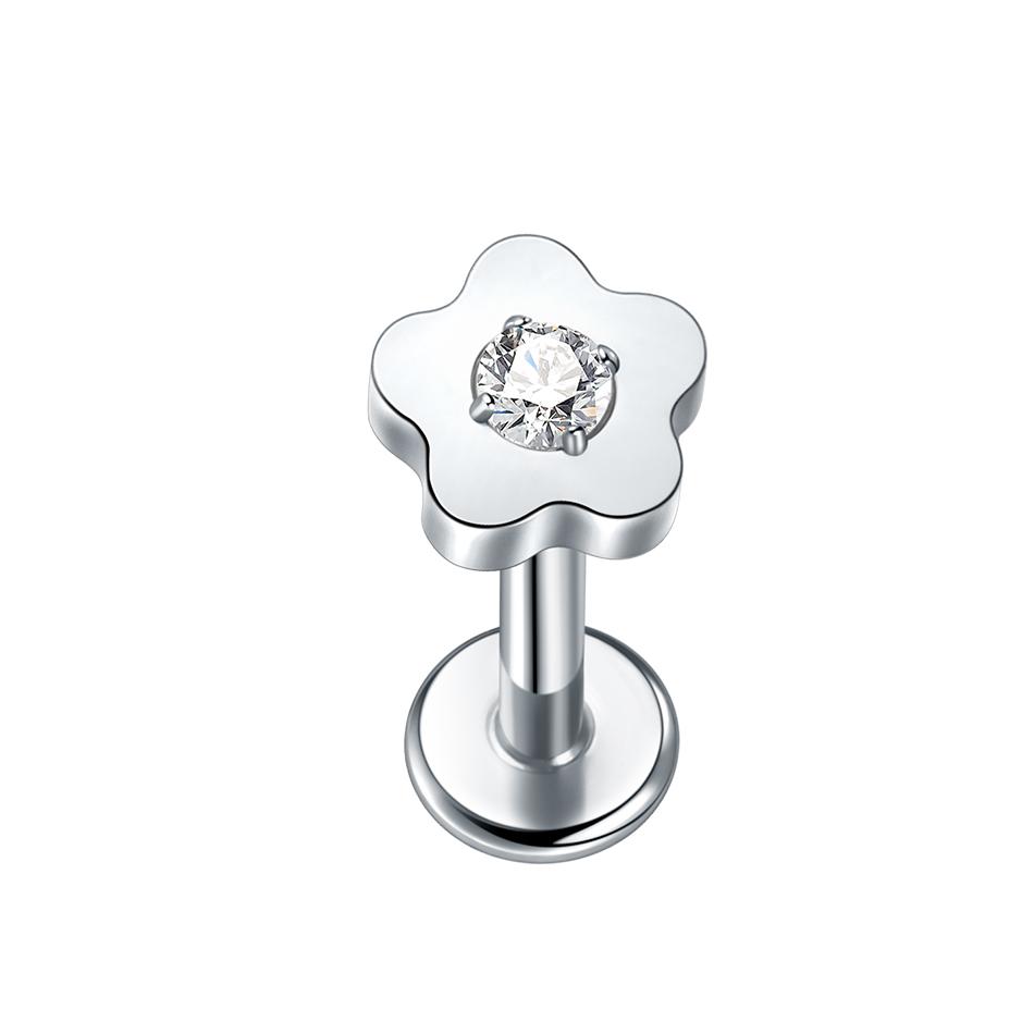 1PC Titanium Zircon Labret Piercings Lip Rings Gold Color CZ Cartilage Helix Lobe Conch Earring Stud Piercings Women Jewelry 16G