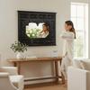 Hand-Carved Solid Wood Wall Mirror with Floral Motifs  Black Finish  Carved Style Decorative Frame With Glass Mirror110x5x90 cm | Mirror