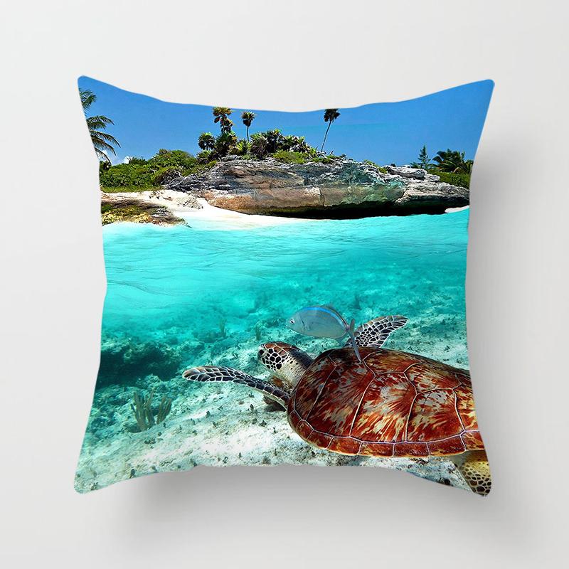 Blue Sky Beach Scenery Print Throw Pillow Cover Sofa Decor Car Office Seat Cushion Cover Room Home Decor Pillow Cover