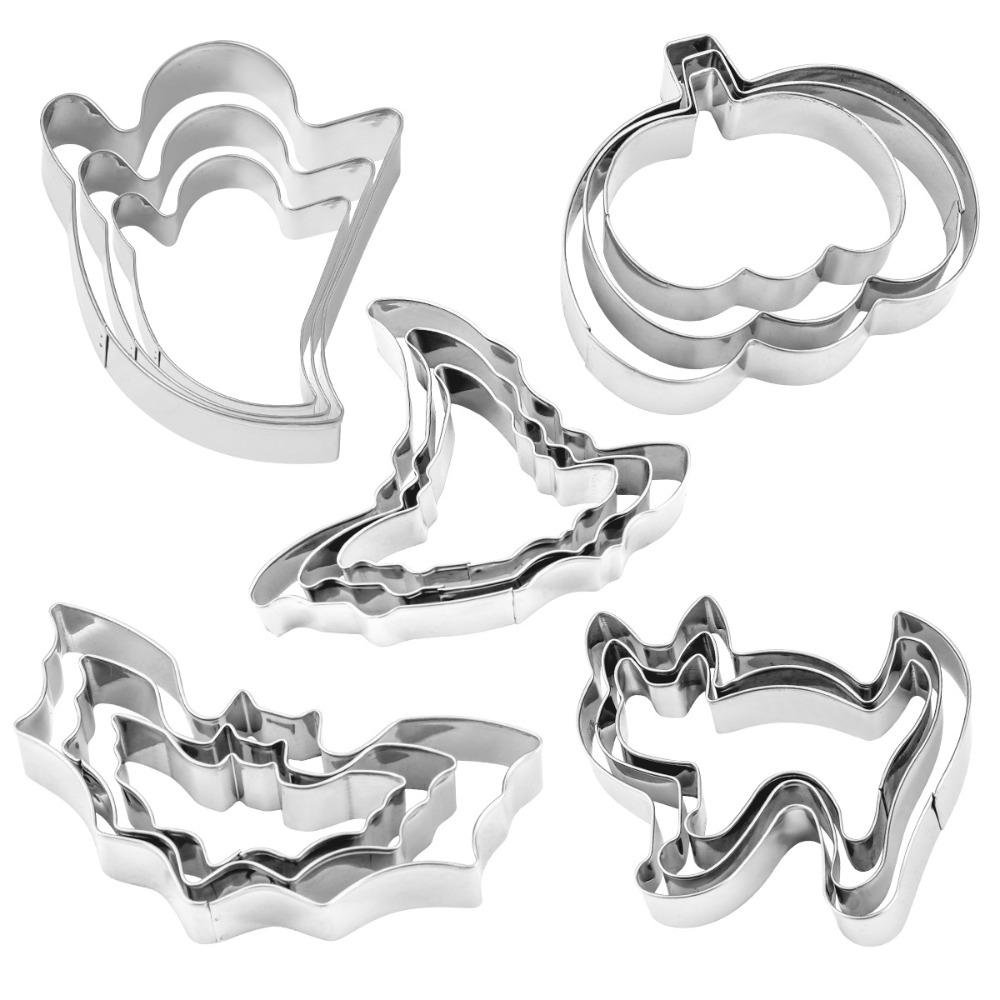 15PCS/SET 3D Halloween Cookie Cutter Set Smooth Edges Pumpkin Cookie Cutter Fondant Decorating