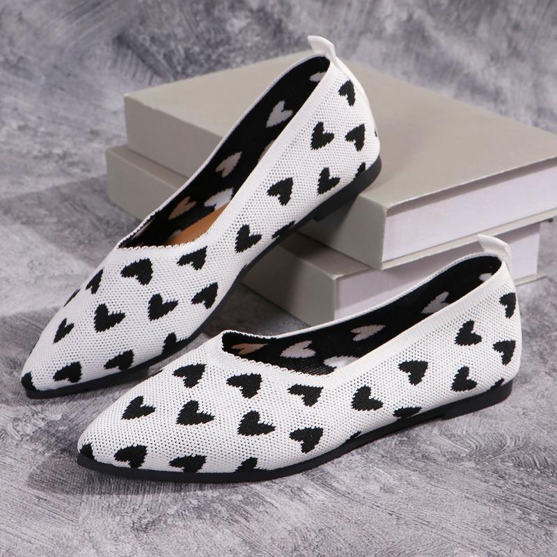 Fashion Women Flats Shoes 2025 Spring New Knit Breathable Loafers Square Beautiful Princess Sneakers Rubber Sole Comfortable Flats Shoes