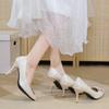 Francuskie buty ślubne śnieżynka perłowa klamra białe wysokie obcasy satynowe buty sukienka dla druhny Plus rozmiar buty dla panny młodej obcasy damskie