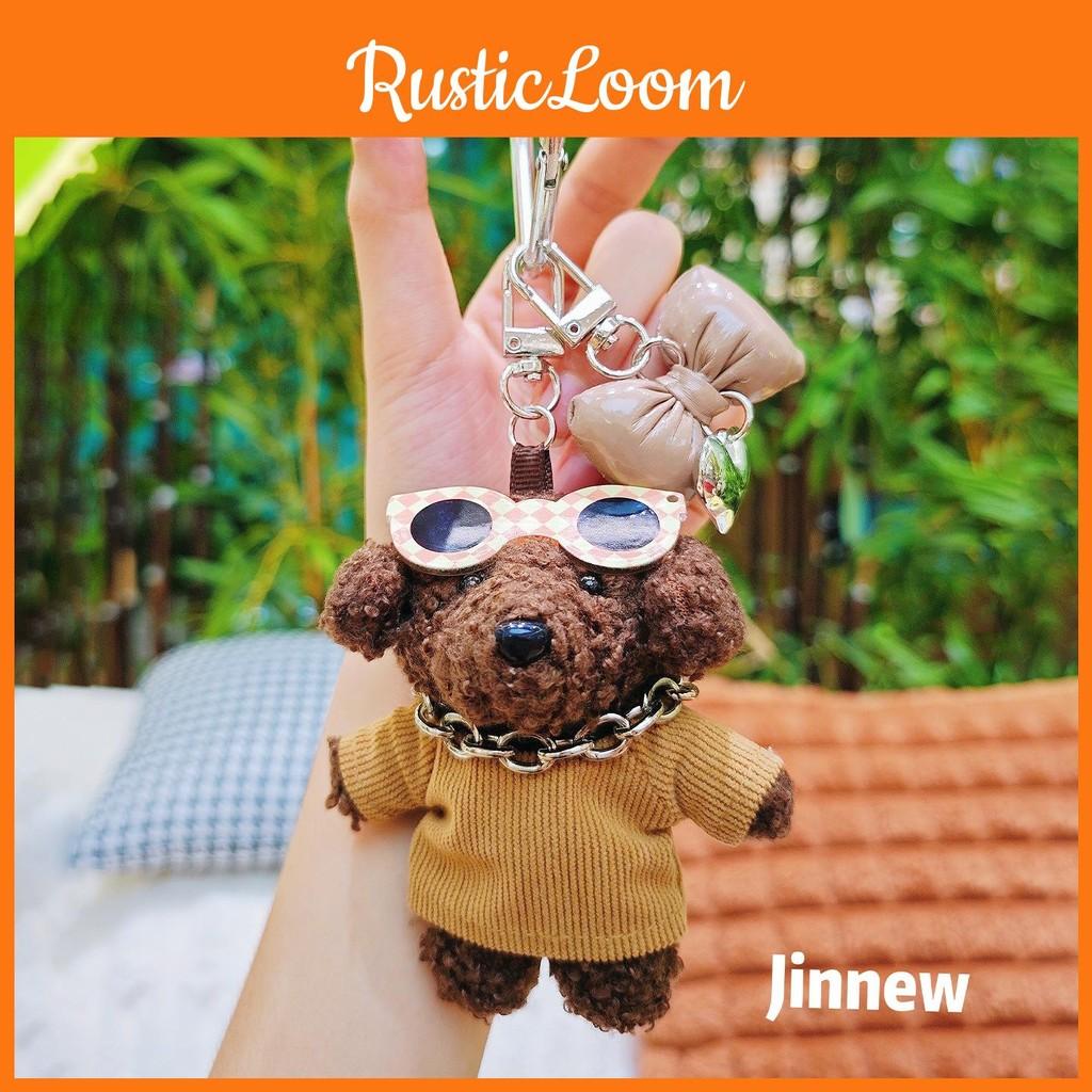Keyring Plush Dog Wearing Clothes And Sunglasses Design For Backpack Gift Use