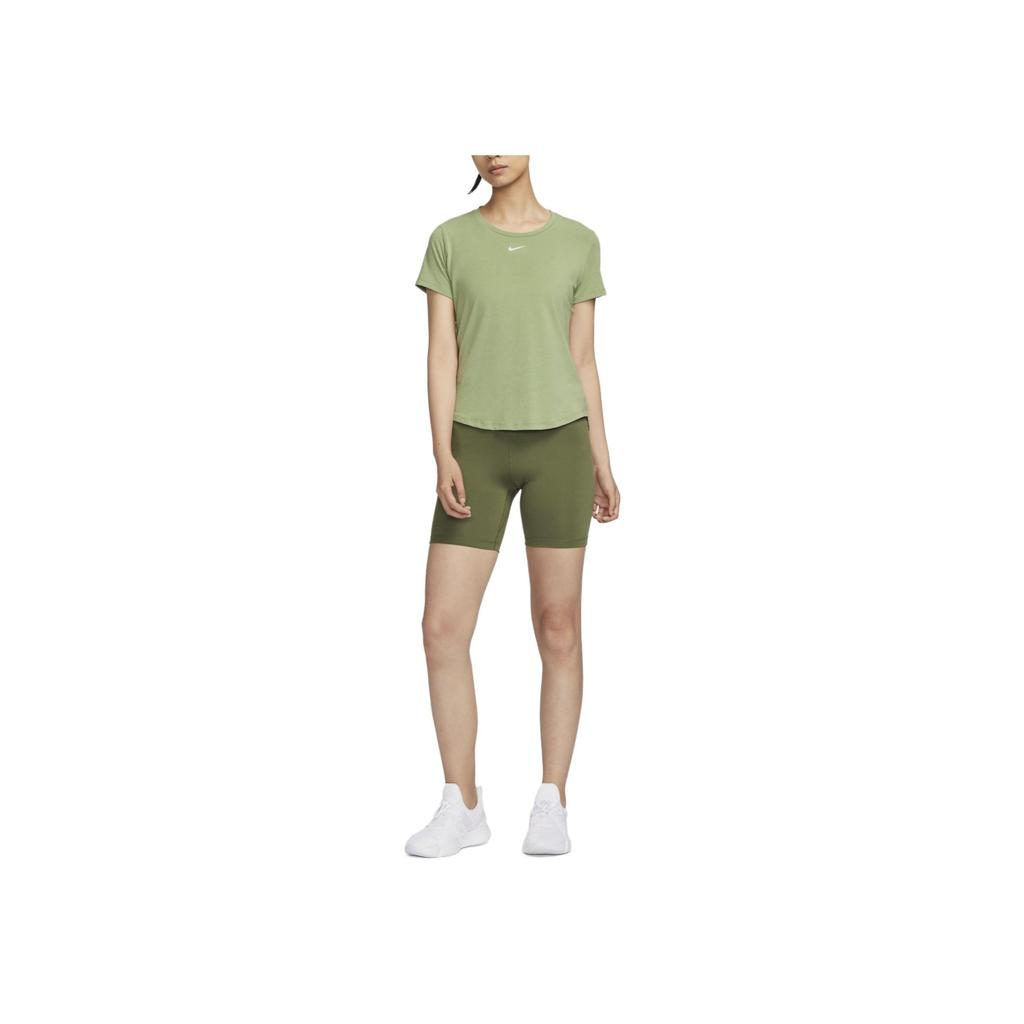 Nike Solid Color Breathable Round Neck Short Sleeve T-Shirt Women Tops Olive-Green DD0619-386
