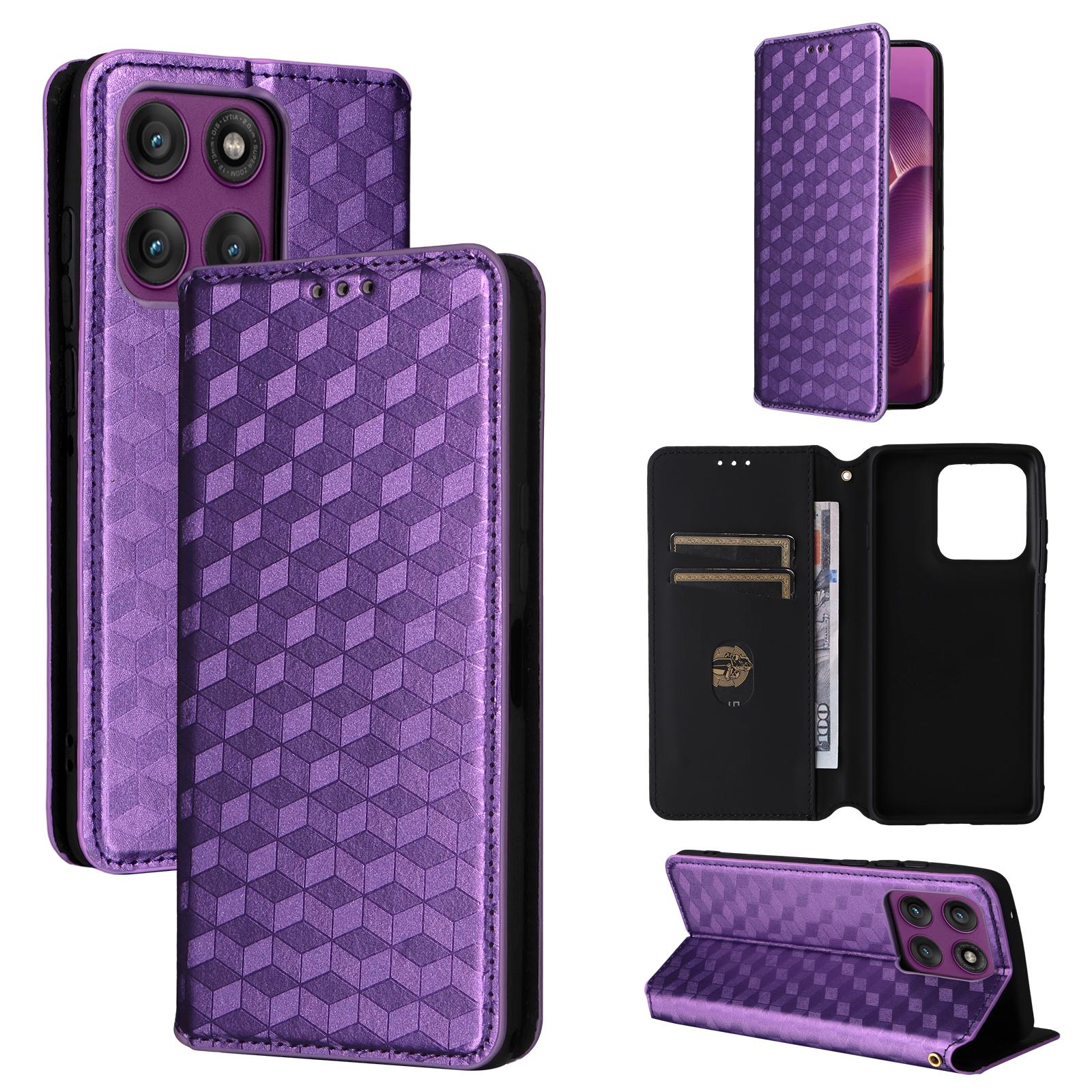 

Чохол-книжка для Motorola Edge 60 Pro з ПУ шкіри, захист всього корпусу з [блокуванням RFID], протиударний, міцний, ретро чохол для телефону for Motorola Edge 60 Pro фіолетовий