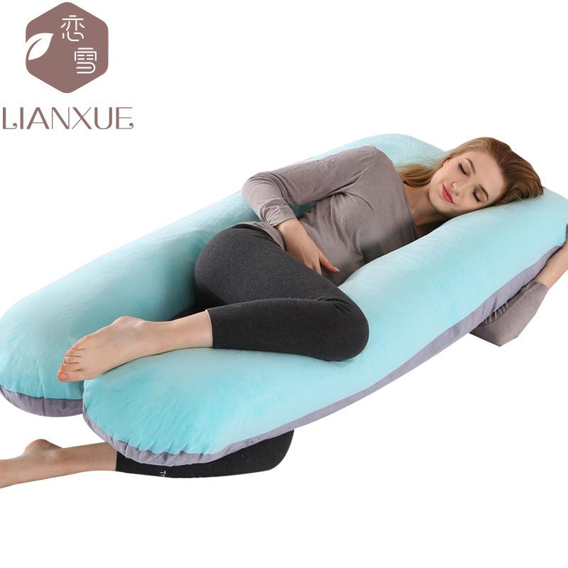 Crystal Velvet U-shaped Pregnancy Pillow Waist Protection Side Sleeping Pillow Breastfeeding Multifunctional Hug Pillow