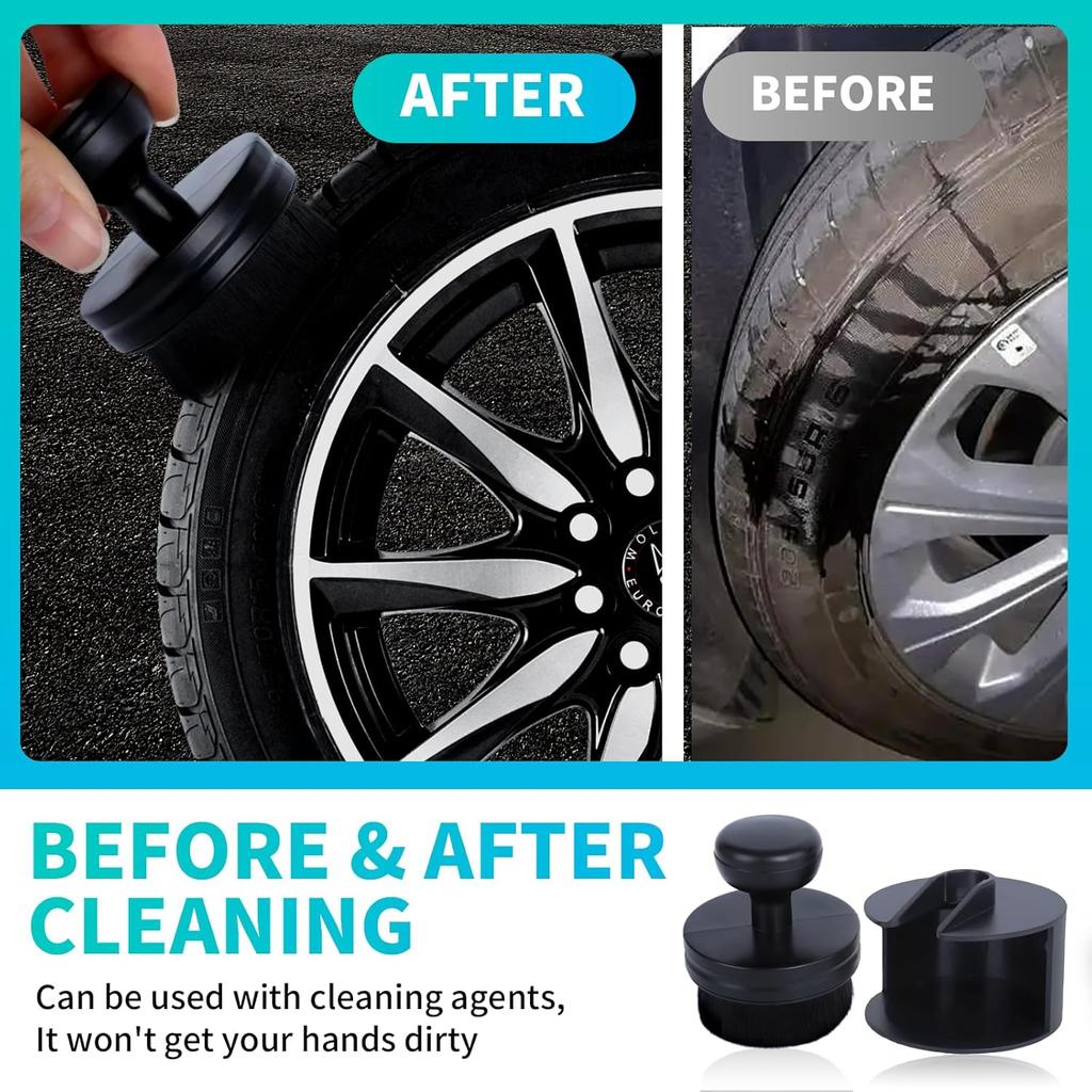 IPELY Tire Shine Brush, Tire Dressing Brush With Storage Base, High Density Bristles Tire Shine Applicator Brush For Auto Detailing