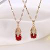 18K Gold Plated Red Lucky Pixiu Titanium Steel Necklace for Women - Trendy Clavicle Fashion Accessory