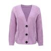 Women's Loose V-neck Large Size Buttons Cardigan Thick Line Sweater Blouse