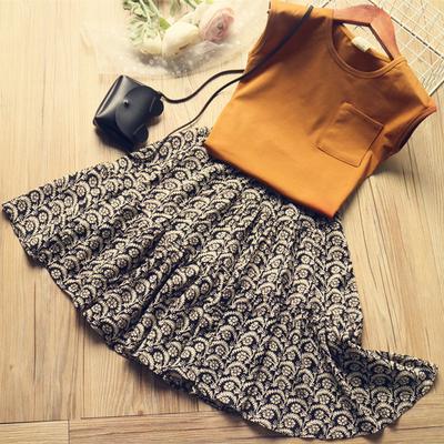 Toddler Kids Baby Girls Sleeveless Vest T-shirt Tops+Floral Princess Skirt Set