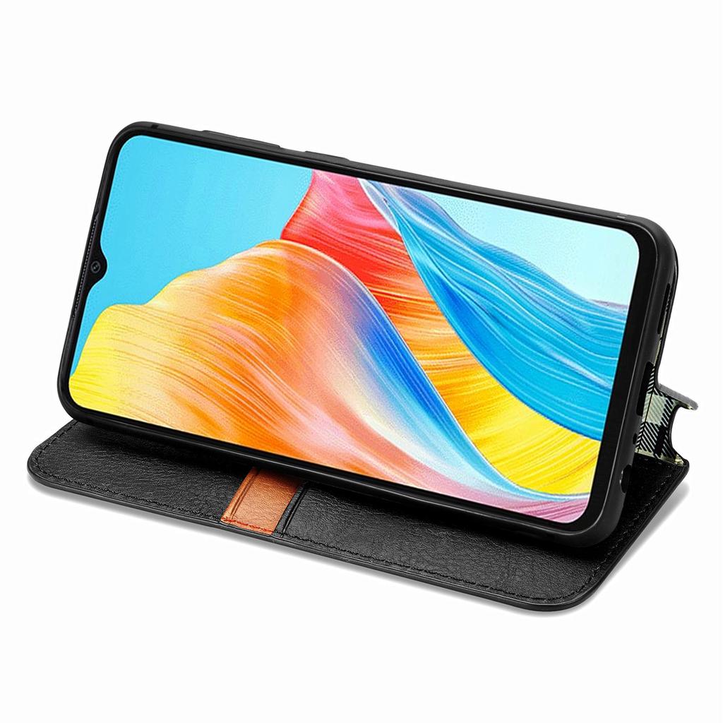 For Oppo A38 4G/A18 4G PU Leather Case Rhombus Imprint Wallet Stand Phone Cover