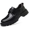 Våren 2026 Ny Mode Herr Läder Loafer Slip-On med Metallspänne Bekväm Gummi Anti-halk Tjock Sula för Business Casual