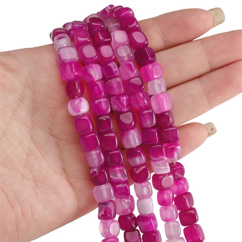 

1 полоска / мешок Цветные натуральные квадратные бусины из агата DIY браслет ожерелье серьги ювелирные аксессуары 8mm 1str/bag