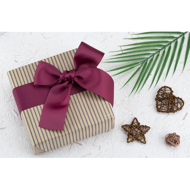 [Tekdeere]Width 100mm Solid Burgundy Grosgrain Ribbon, Perfect for Gift Wrapping, Sewing, Hair Accessories, Wedding Decorations - 22 Meters/roll