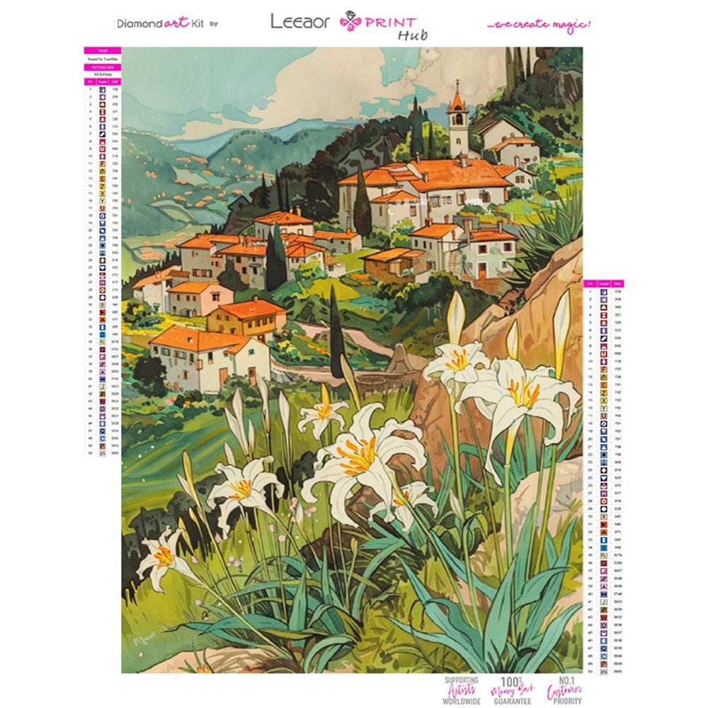 Flower 5D DIY Diamond Painting Landscape Diamond Embroidery Cross Stitch Set Full Round Diamond Mosaic Home Wall Decoration Gift