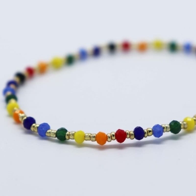 BONBEAU Luck key rainbow double beads Bracelet set (2 types)