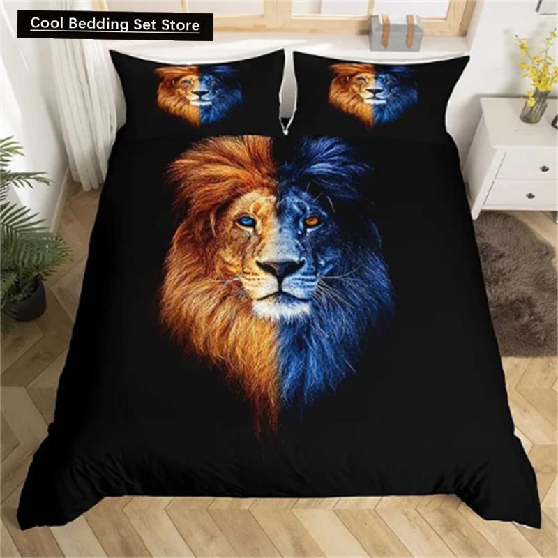 

Hot Sale Lion Bedding Sets Anime Demon Slayer Bedspread for Teens Girls Cartoon Twin Single Queen King Full Duvet Cover Set EU single(135x200cm)