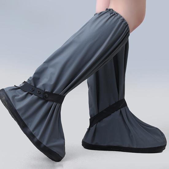 1 Pair Rainproof Shoe Covers Waterproof Non-Slip PVC Puncture Resistant Thickened Shoe Covers with Adjustable Elastic Band