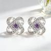 New Fashion Exquisite Zircon Hollow Weave Petal Stud Earrings Women Jewelry Gift 925 Sterling Silver Wedding Rhinestone Ear Stud