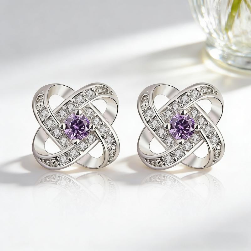 New Fashion Exquisite Zircon Hollow Weave Petal Stud Earrings Women Jewelry Gift 925 Sterling Silver Wedding Rhinestone Ear Stud