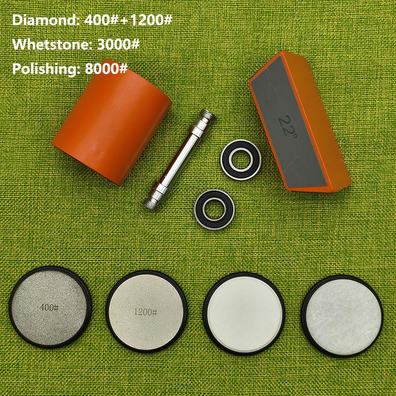 Professional Orange Roller Knife Sharpener Wooden Roller Knife Sharpener Magnetic Quad 15/18/20/22° Kitchen Sharpening Tool Set