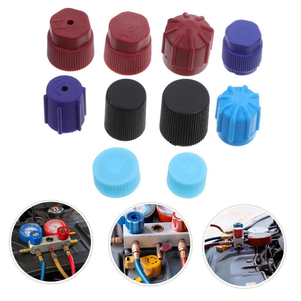 LIFKOME 10 Pcs Car Air Conditioner Protection Cap for Car High Pressure Low Pressure