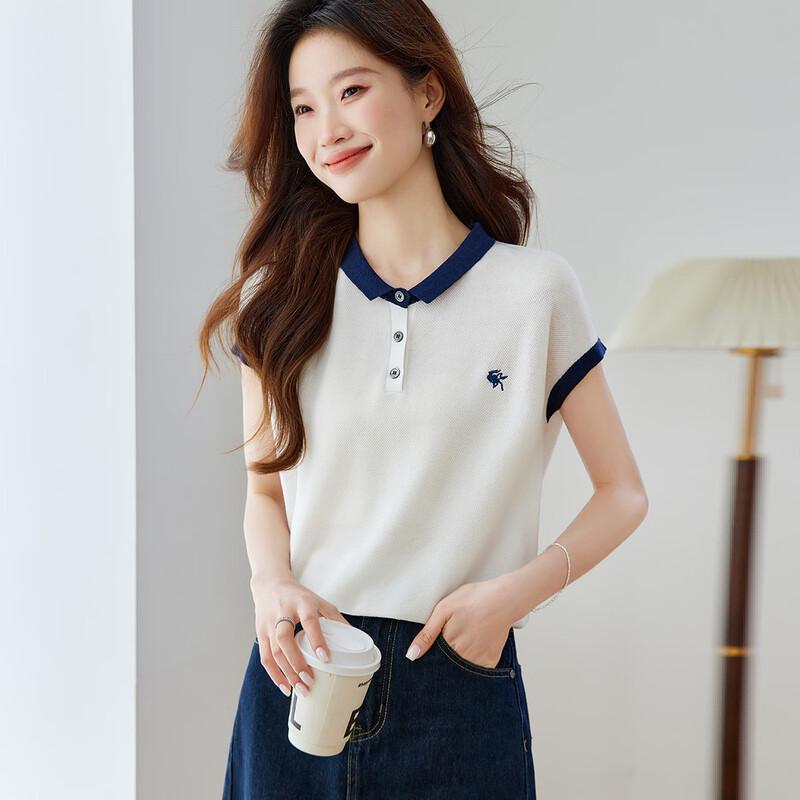 Srcr Silk-Blend Embroidered Knitted Lapel T-shirt