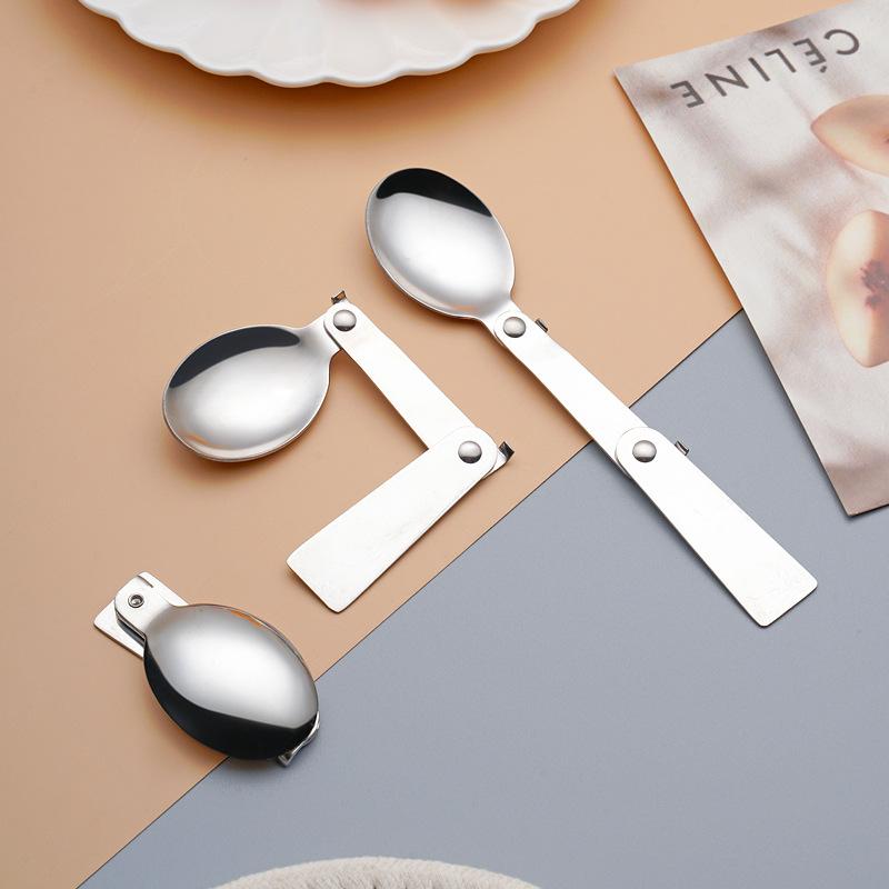 304 stainless steel folding spoon creative three folding spoon outdoor travel eating spoon camping spoon portable tableware
