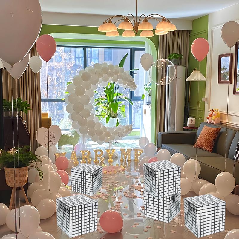 1/4PCS Scene Props Shiny Silver Magic Cube Shape Creative Packaging box Party decorations Candy box Retro 25x25x25cm