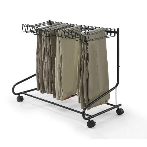 Sunny Point Trouser Hanger Rack with Casters for Clothing Storage and Closets (20 Pieces, Black)