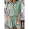 Collar Shirt Solid Color Shorts Set Lapel Shirt Pure Color Casual Shorts Suit