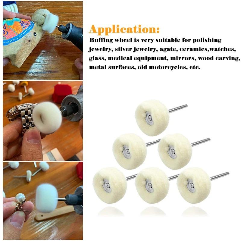 3-10Pcs Mini Wool Polishing Head 3mm Shank Buffing Wheel Polish Brush Drill Rotary Abrasive Tool Car Detail Cleaning Accessories