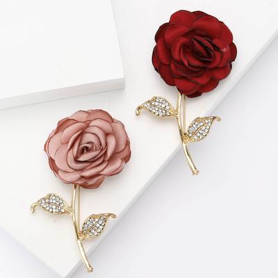 Creative Alloy Fabric Rose Brooch High-End Temperament Women'S Suit Cardigan Corsage Jewelry Pin