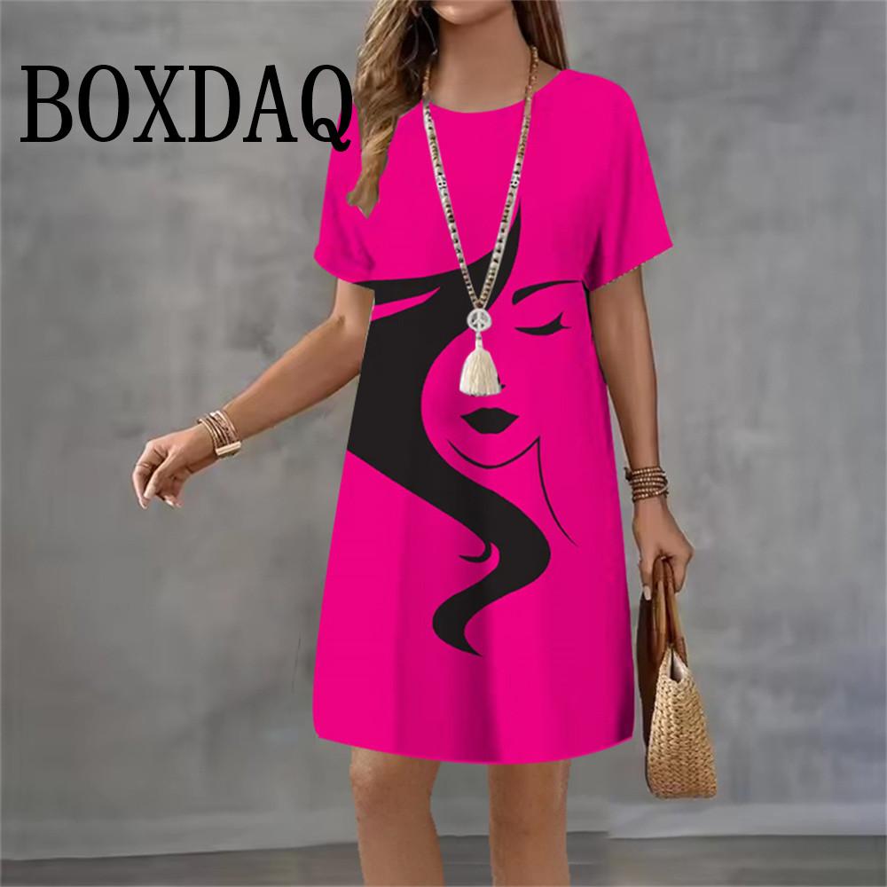Summer Women Dress 3D Abstract Fashion Printed Human Face Harajuku Dress For Ladies Clothing Casual Streetwear Short Sleeve
