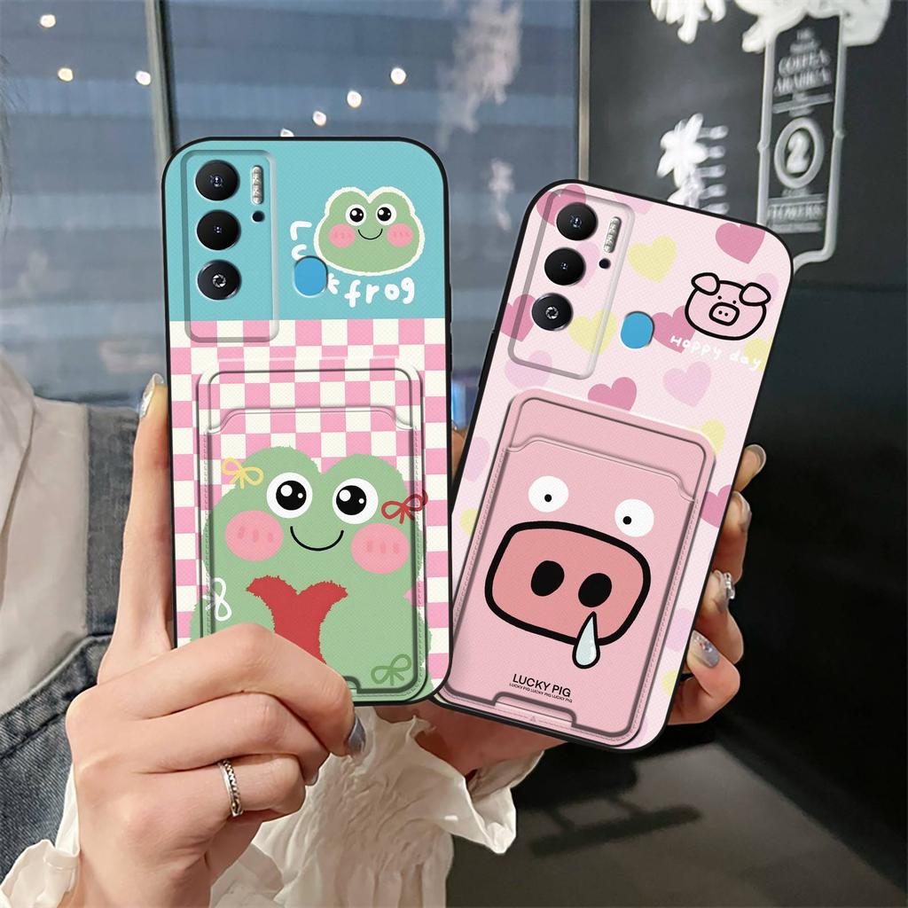 Card sleeve TPU Phone Case For Tecno Pova Neo Cartoon Silicone Shockproof Card bag Cute Fashion Design Card slot Cover