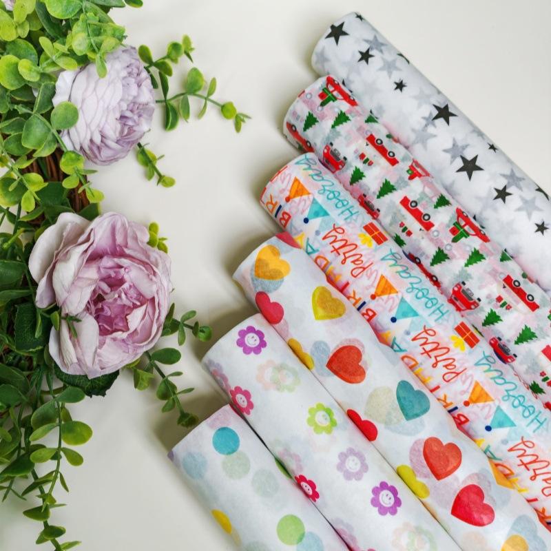 17g Printed Tissue Paper - Decorative Patterned Copy Paper For Gift Wrapping & Floral Packaging