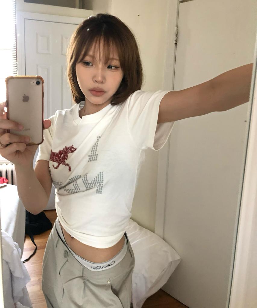 Nodi System Error Horse Crop Tee Ivory