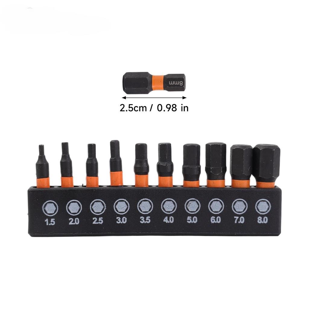 S2 Steel Screwdriver Hex Head Bits Metric Magnetic Allen Wrench Drill Bit Set with Holder Power Tools Impact Driver Bits 25/50mm