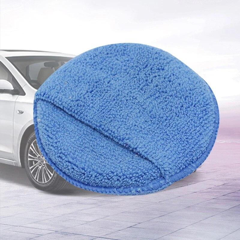 1pcs 5 Inch Round Car Care Microfiber Pocket Sponge Auto Wax Applicator Pad Car Detailing Hand Polishing Pad Car Polish Tool