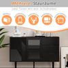 Sideboard with 3 Drawers and 2 Doors, Chest of Drawers with Glass Door and Metal Feet, Buffet for Dining Room, Living Room or Hallway, 120x38 X79.5 Cm, Black