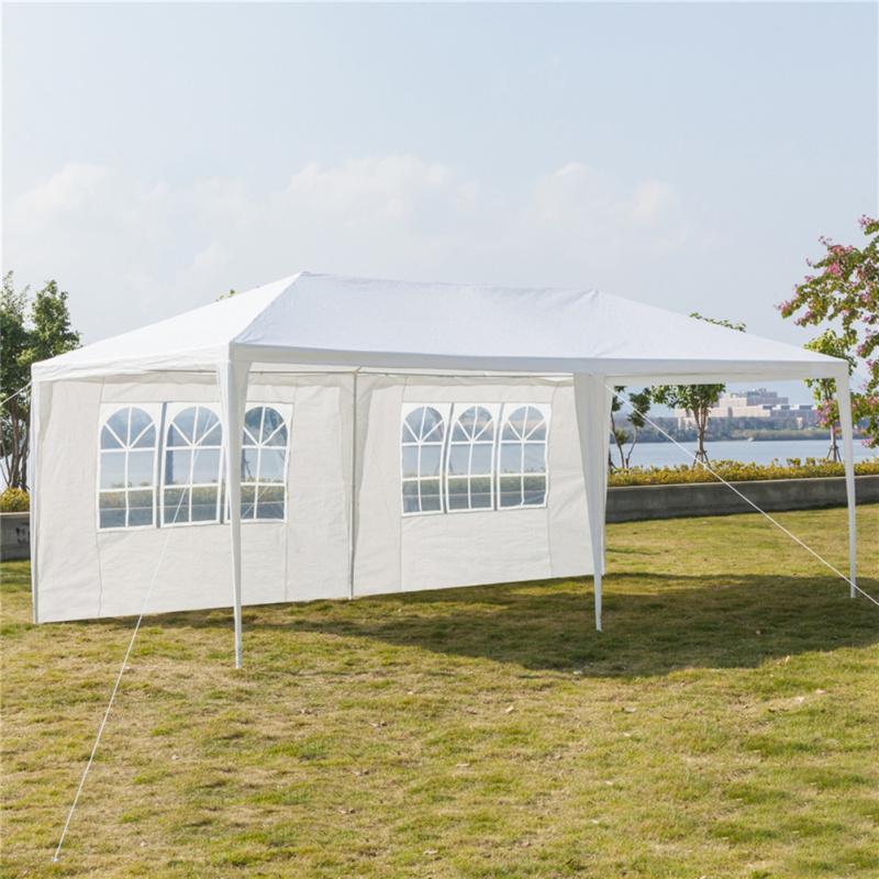 3x6m 6-sided 2 Doors Spiral Tube Pergola White Pe Cloth Strong Waterproof Tent For Household Wedding