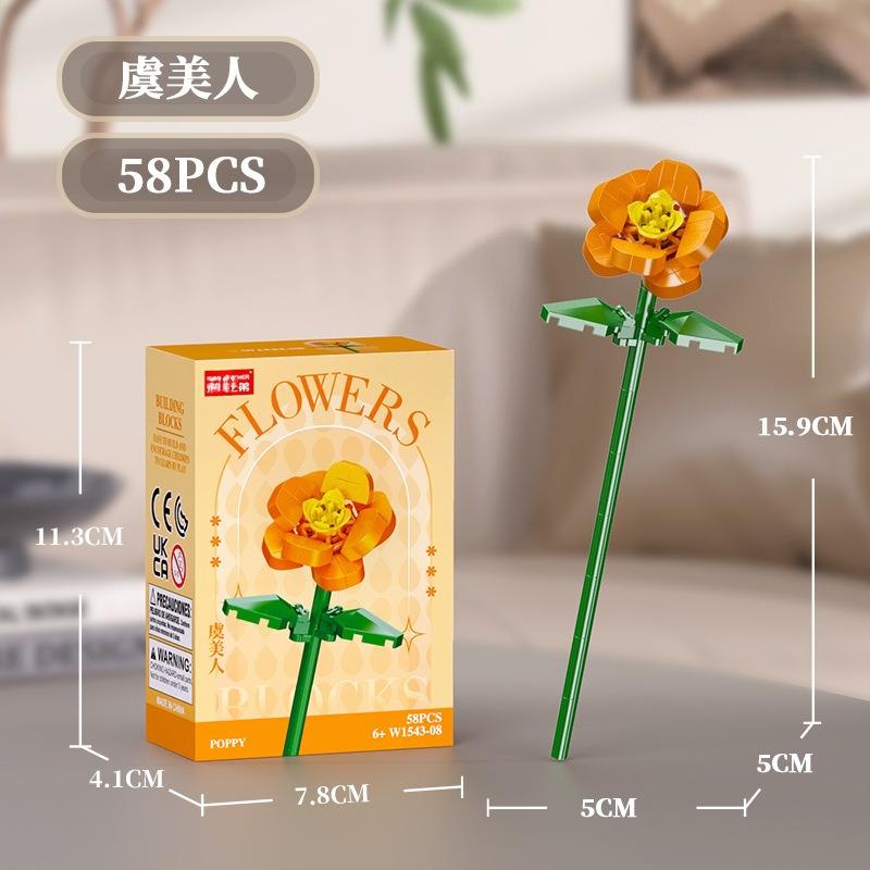 Bouquet Flower Mini Particle Blocks Flowers Model Micro Building Bricks Creative Desk Decor For Adults Toys for Children