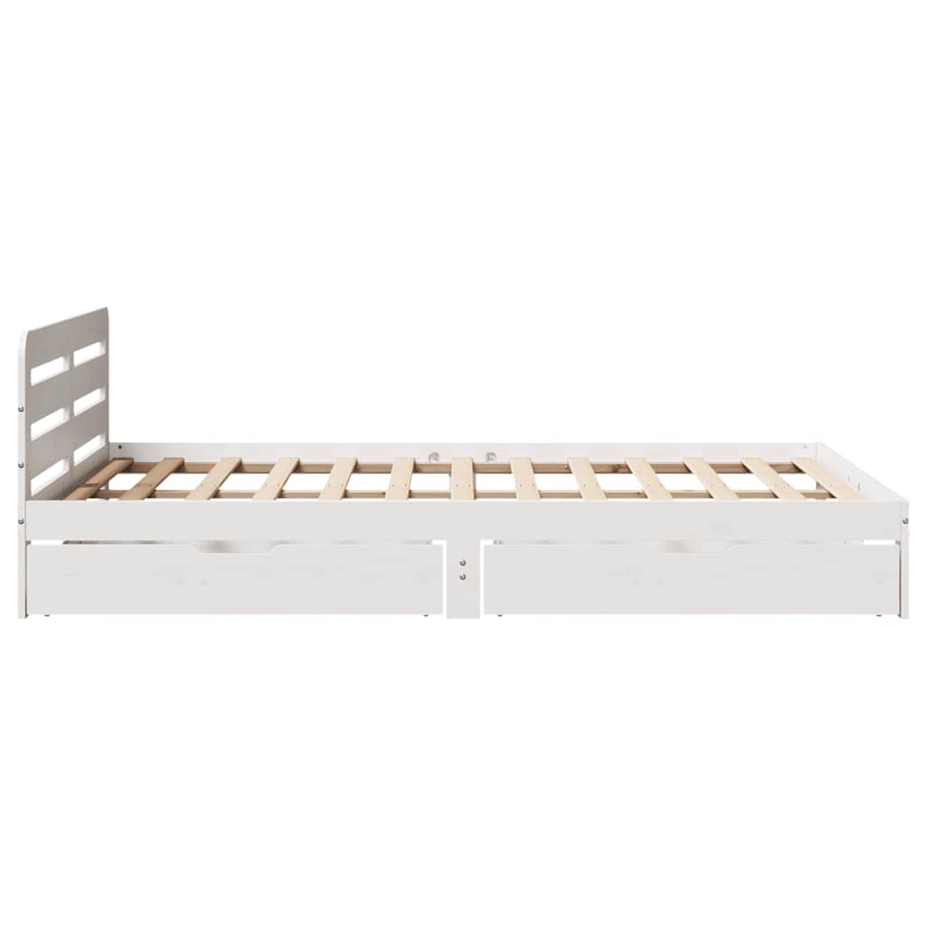 Vidaxl Bed Frame Without Mattress, White, 150X200 Cm, Solid Pine Wood