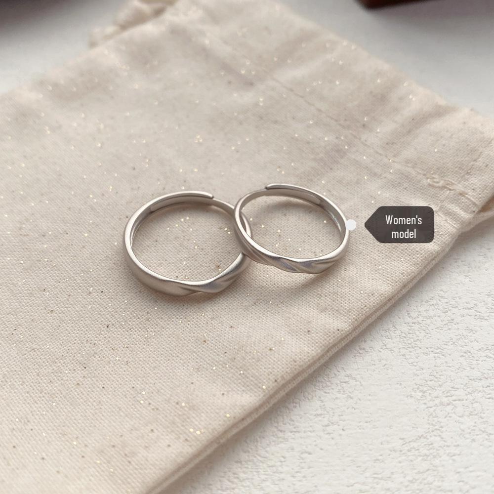 Adjustable Sterling Silver Mobius Couple Rings: Unisex, Light Luxury & Cool Style Adjustable Open Size