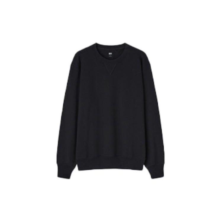 UNIQLO Round Neck Solid Color Long Sleeve Sweatshirt Unisex sweatshirt Black 444966-69