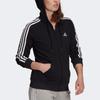 Adidas Side Stripes Sports Knitted Fabric Fleece Lined Hood Jacket Winter Women's Black GM5567
