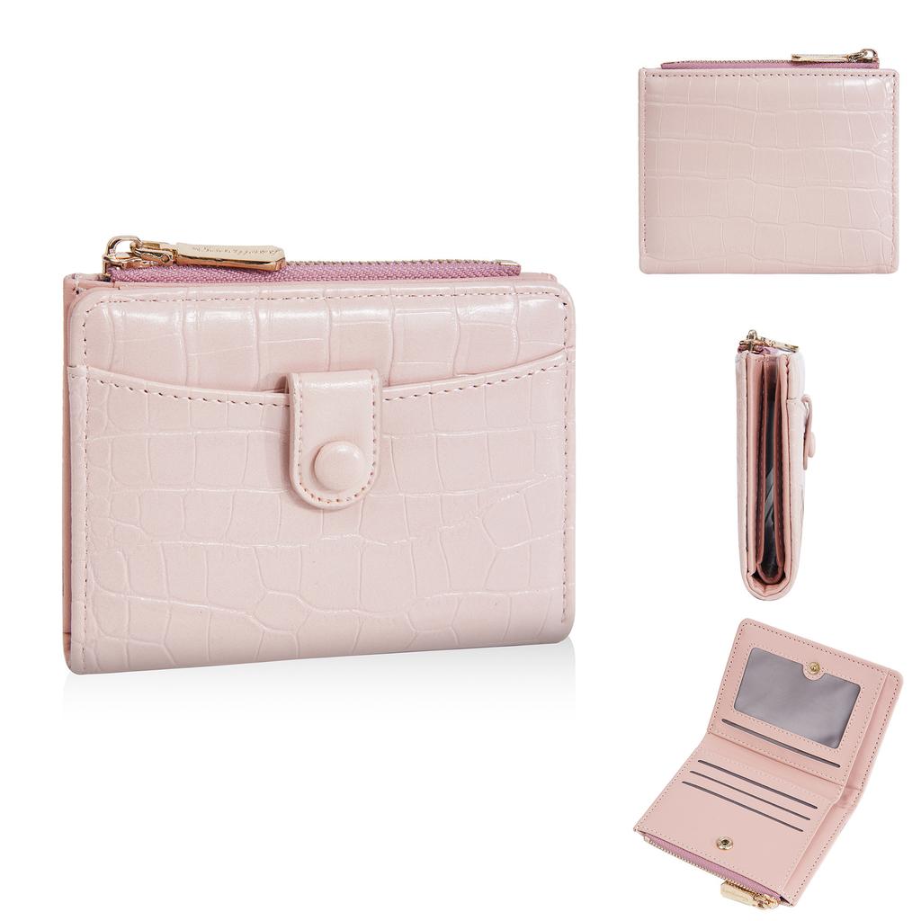 Women's Short Wallet Korean Stone Pattern Wallet Two Fold Wallet Zipper Change Bag